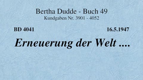 BD 4041 - ERNEUERUNG DER WELT ....