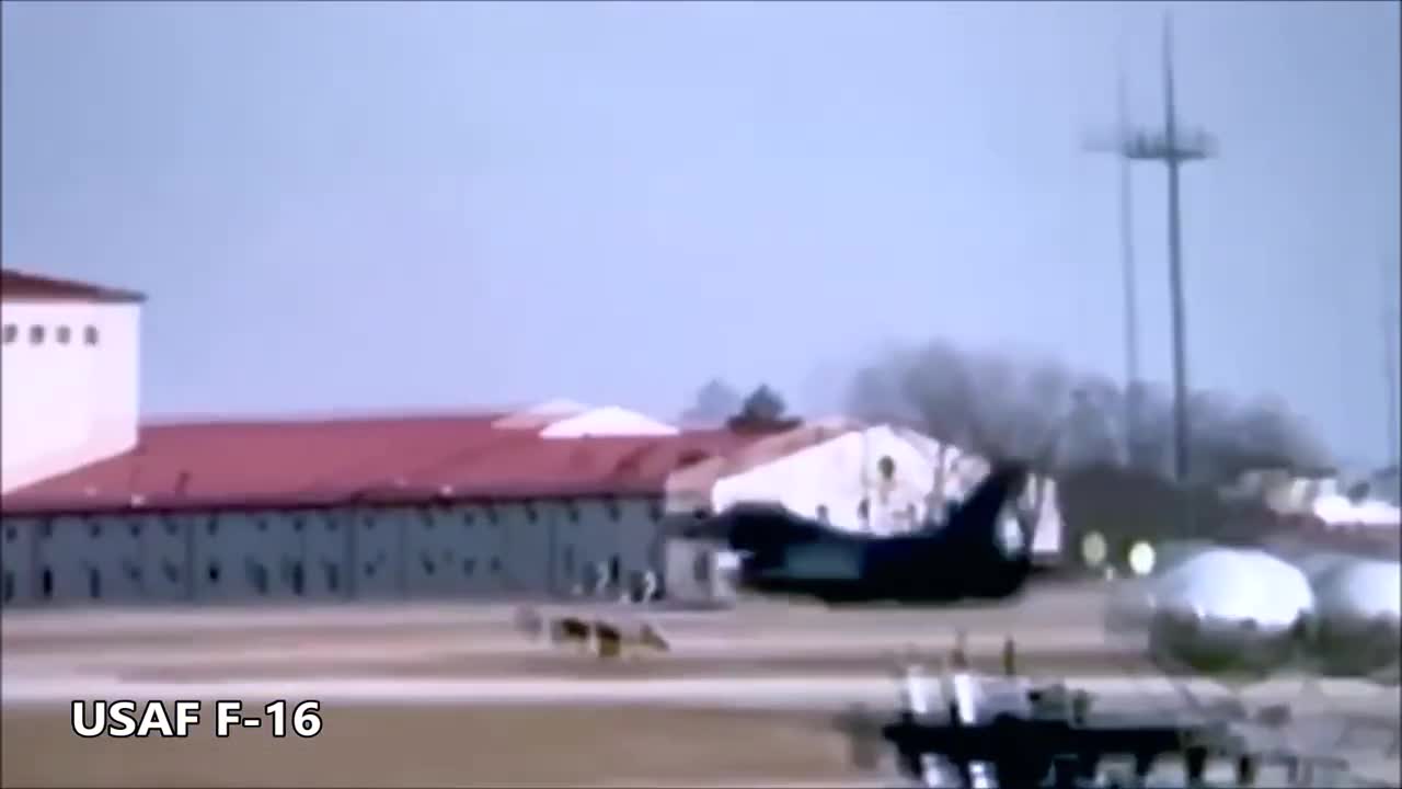 An Armed NATO’s US F-16 Emergency Gear-Up Landing