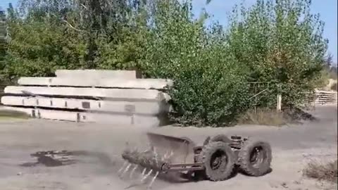 Homemade anti-personnel mine clearance machine, Ukraine