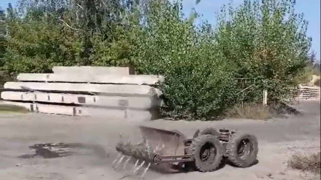 Homemade anti-personnel mine clearance machine, Ukraine