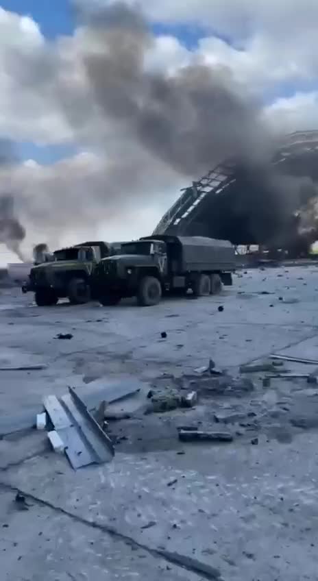 The first footage from the Gostomel airfield appeared