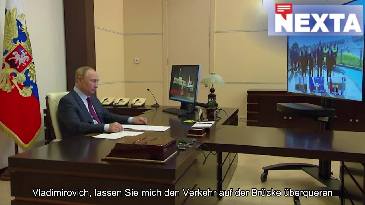 Putin eröffnete eine Brücke in Archangelsk von einem Bunker aus, dessen Plan er bereits 2011 genehm