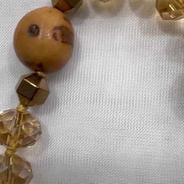 Handmade + Knotting Unique 34” Necklace with Goldstones, Crystals, Natural Seeds