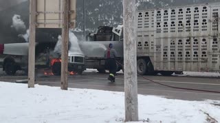 Wind Generator Blade Slammed Straight Through Truck