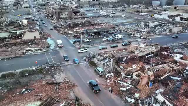 Devastating footage out of Mayfield, Kentucky after it was torn apart by a tornado