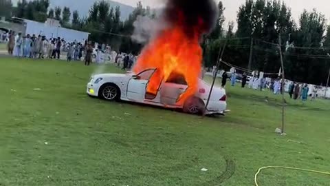 Modified car burning