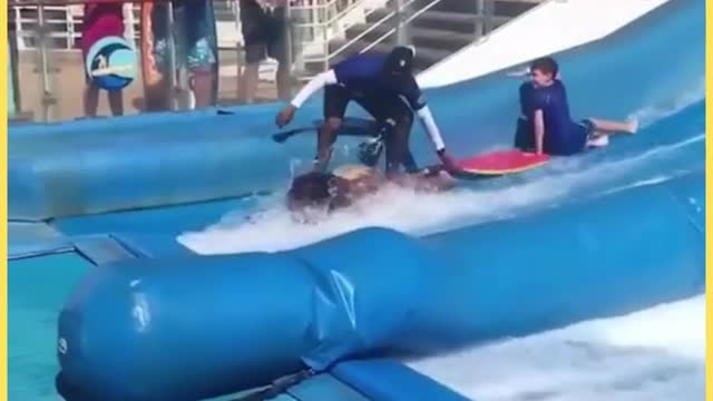 So funny, can't stop laughing, waterslide