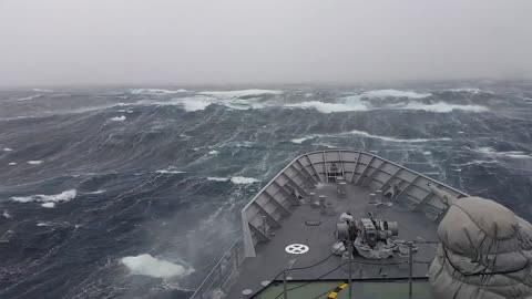 Warship in Storm