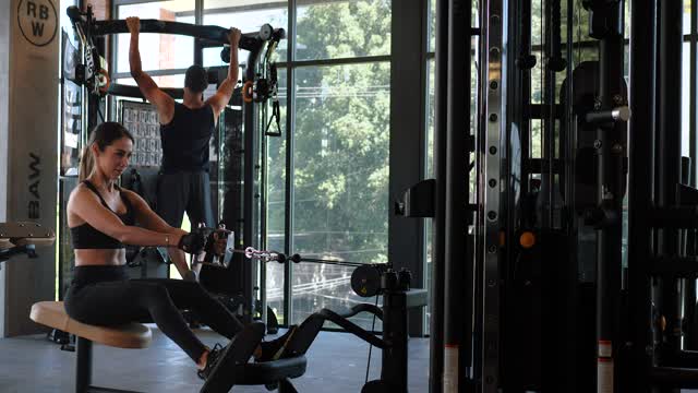 Two people working out