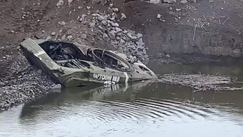 Destroyed BMP-2 APU at one of the crossings