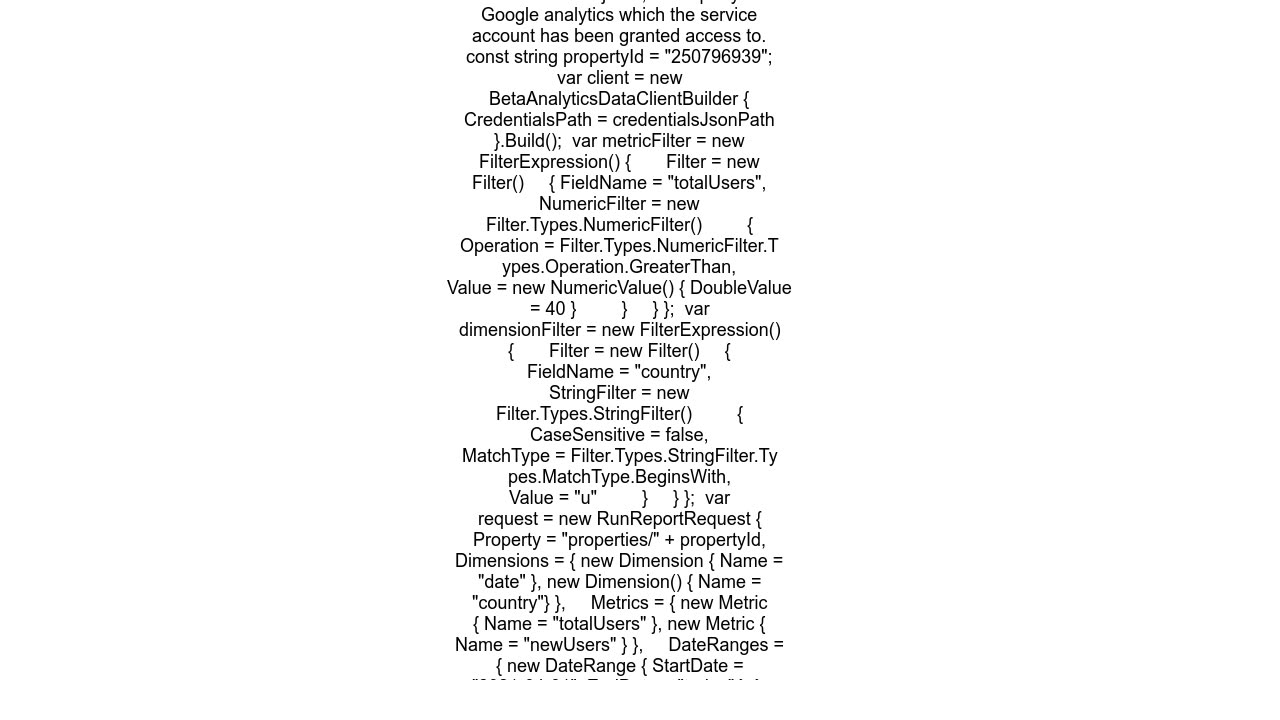 I have issues with Google Analytics Data API GA4 in NET