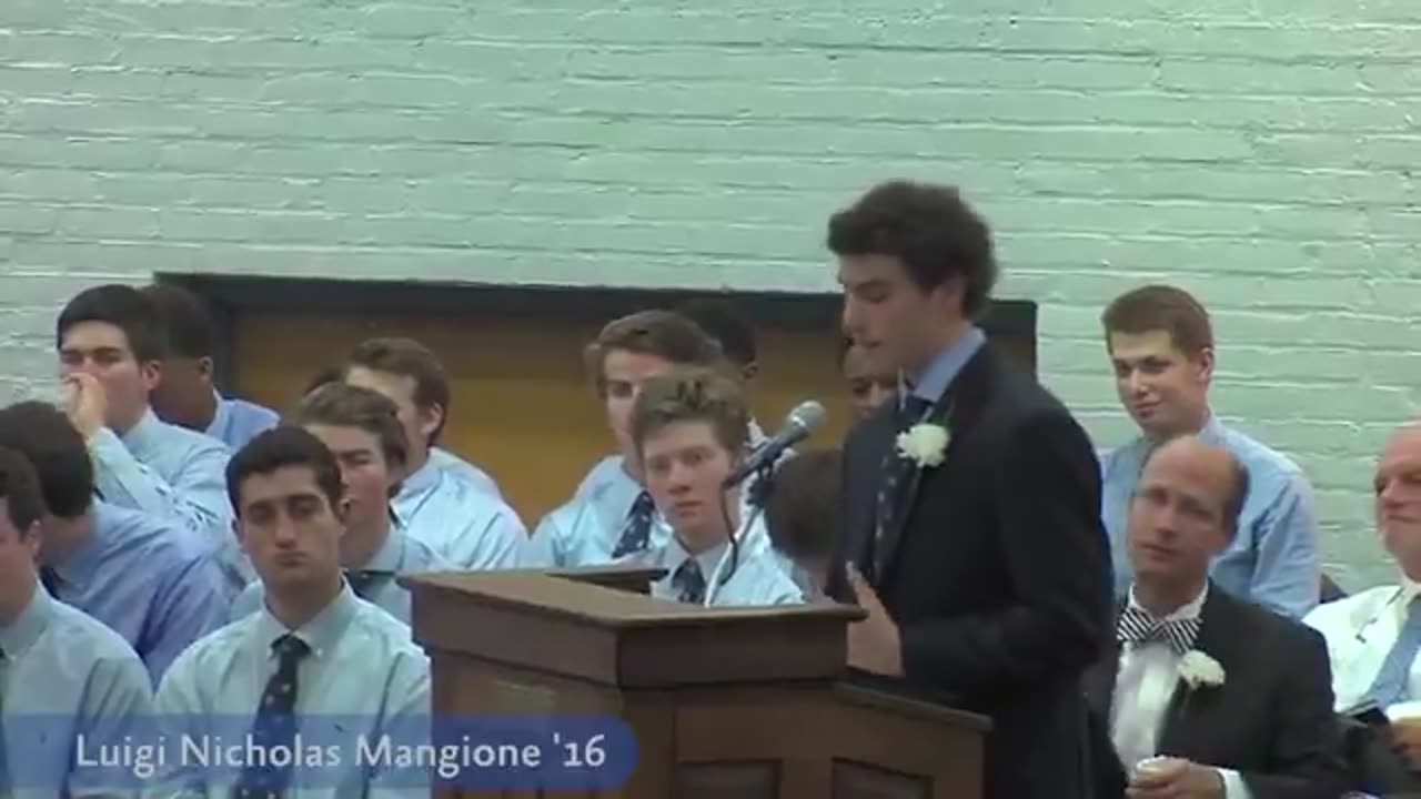 Luigi Mangione giving his valedictorian speech at Gilman School in 2016.