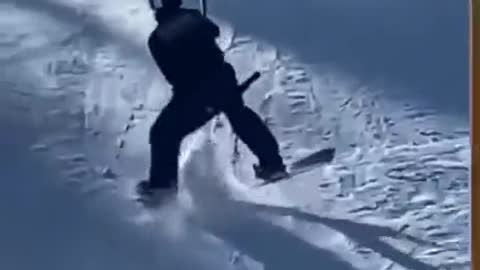 Ski lift fail on a snowboard