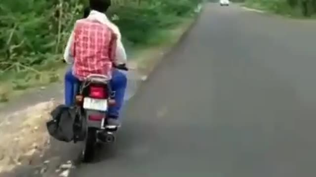 Riding a motorcycle