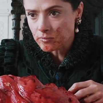 Salma Hayek shared a demonic Halloween video on her Instagram, featuring her feasting on meat