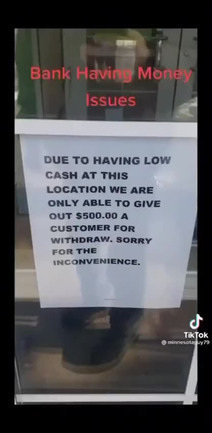 Bank in Minnesota having cash problem.