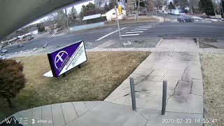 Truck Sends Light Pole and Boulder Flying in Hit and Run