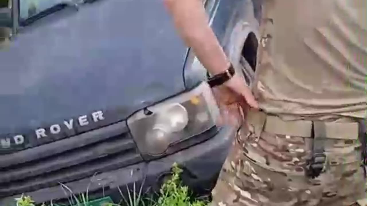 Ukrianian vehicle stuck in a ditch