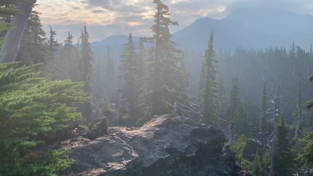 Central Oregon - Three Sisters Wilderness - Climbing up a Ledge for a Better View