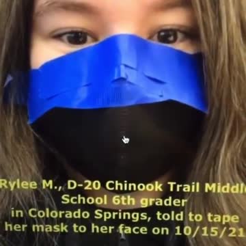 6 year old forced to tape mask to her face