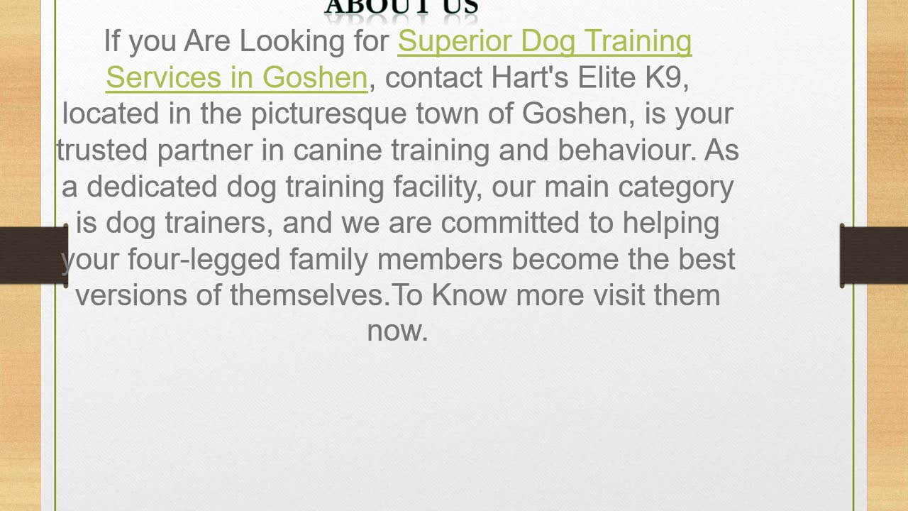 Superior Dog Training Services in Goshen