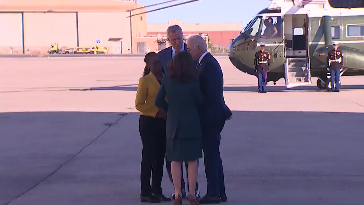 Biden arrives in New York, where he will be addressing the UN tomorrow.