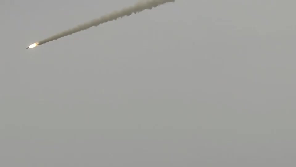 Footage of the launch of the Onyx missile by the crew of the Bastion coastal missile system