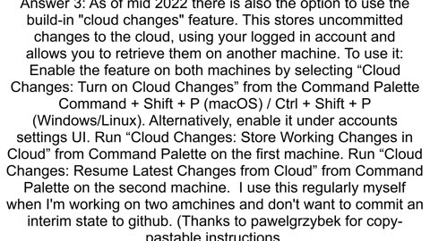 How can you syncshare files from one computer to another in VS Code