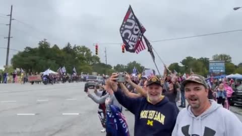 Michigan: MIles of people boo and chant “F Joe Biden” as his motorcade drives by