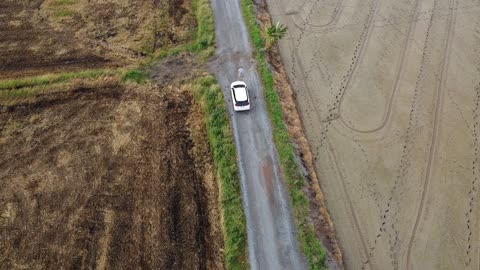 In the Middle of No Where - Just my car and I on the open road in Thailand's vast farmlands