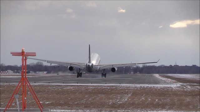 Plane landing at a major airport in the united states