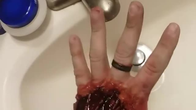 sfx makeup on the hand