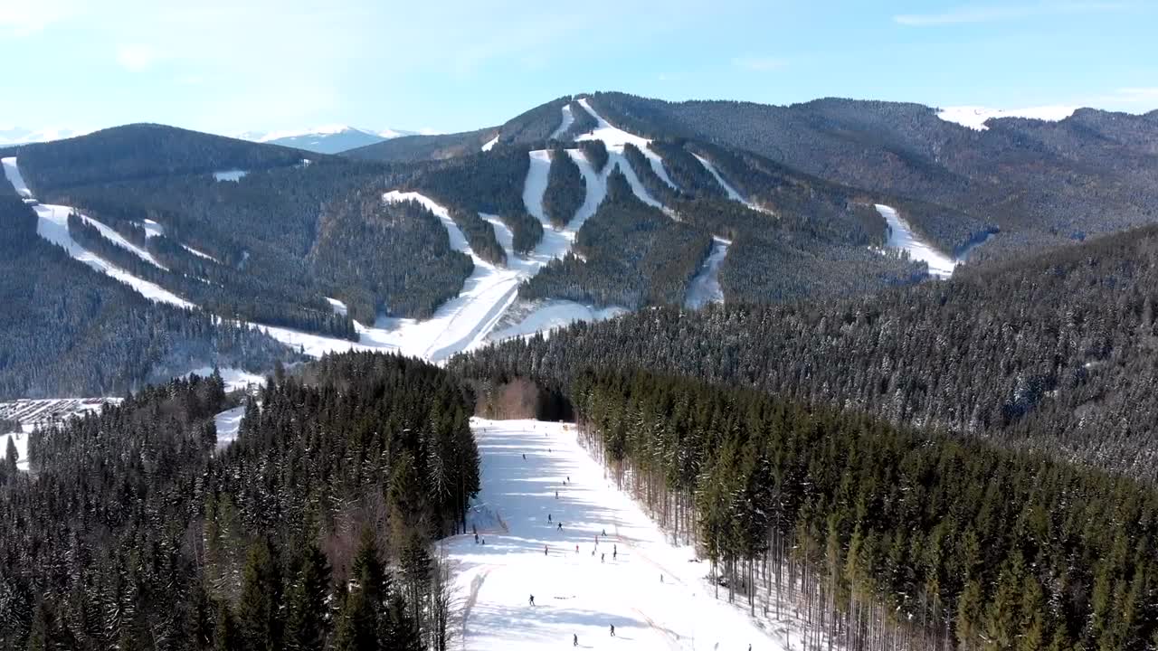 Wonderful perspective on the mountain ski track