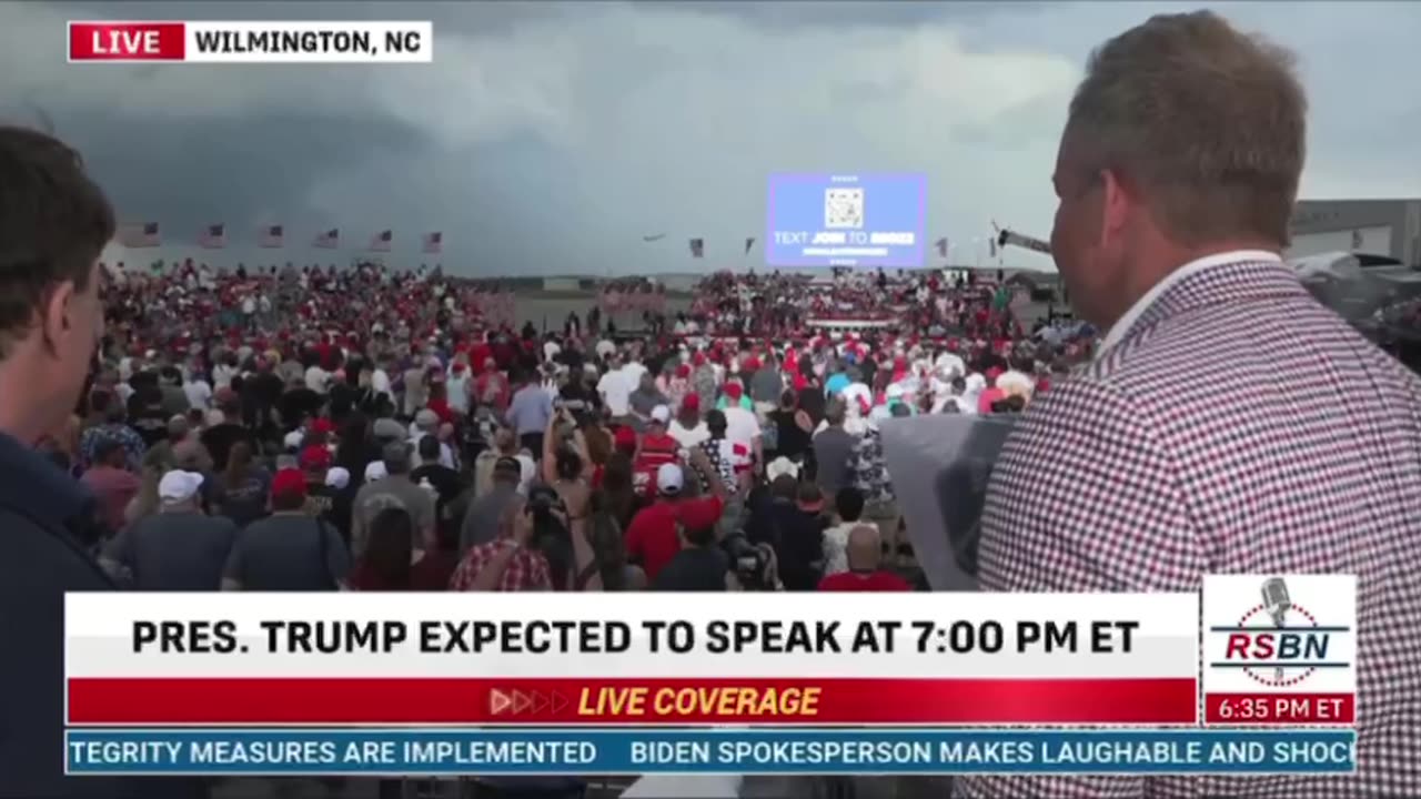 President Trump calls into rally to say take shelter the rally is canceled due to