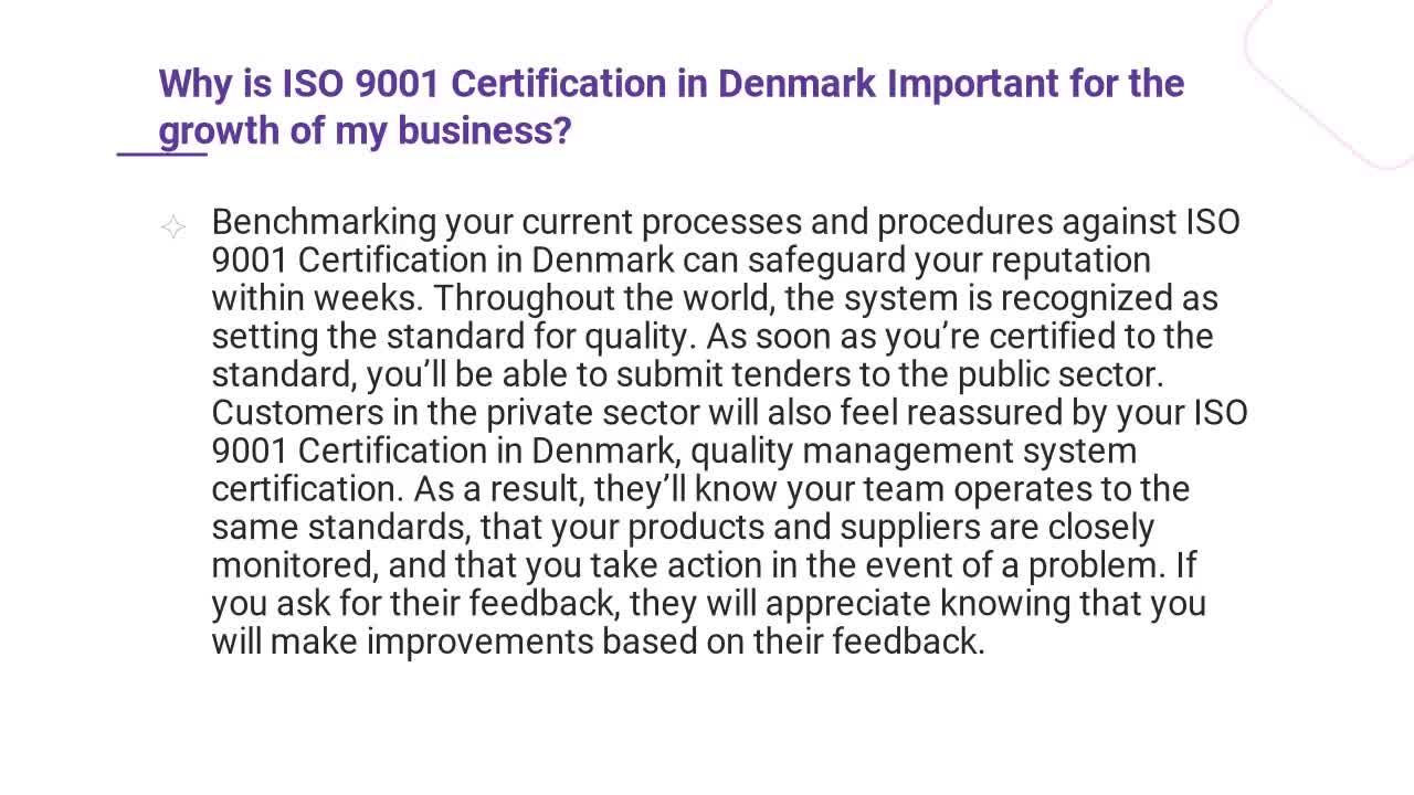 ISO 9001 Certification in Denmark