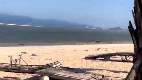 Deserted beaches and boats in the water