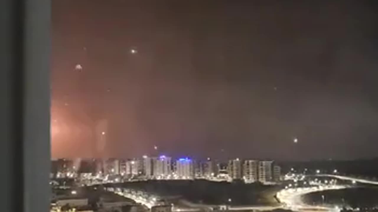 Iron Dome working above an Israeli city