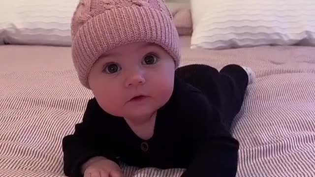 Cute baby on bed