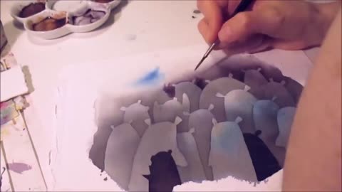 Painter's watercolor illustration process