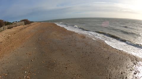 Walking on beach. Speedlapse. GoPro. On a chest mount