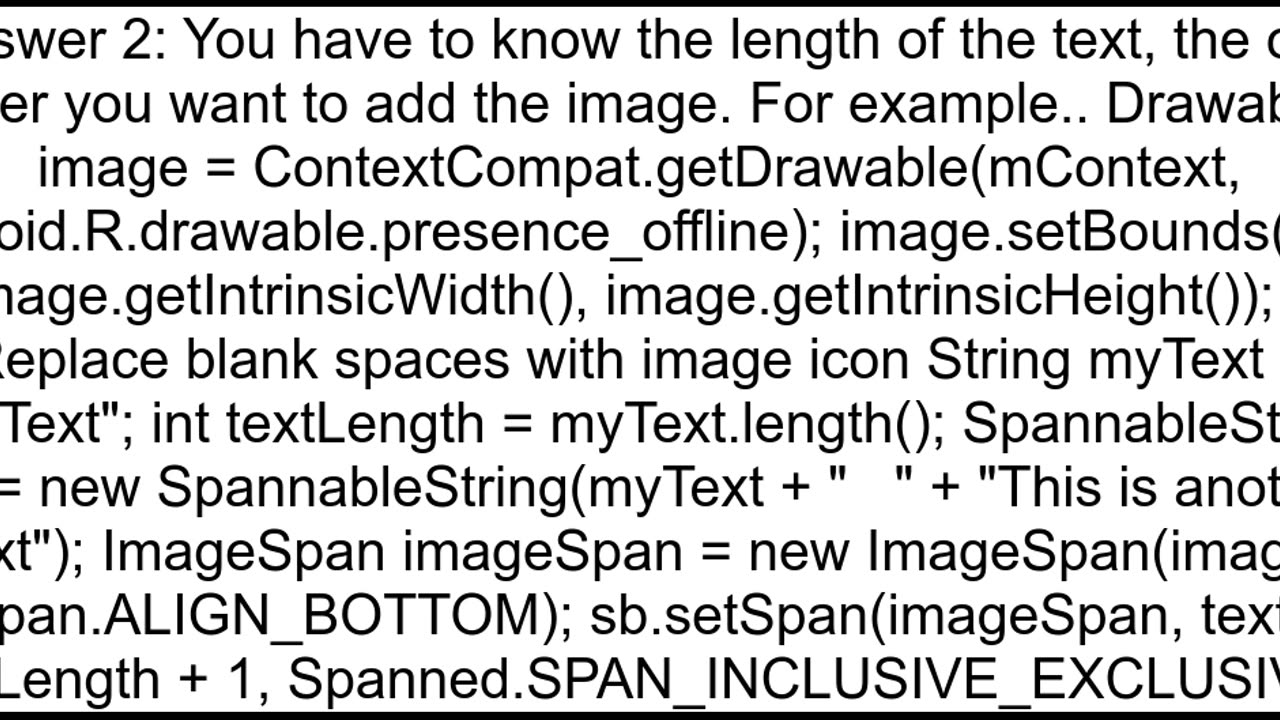 Is there any way to insert an ImageSpan in a TextView without disrupting the text
