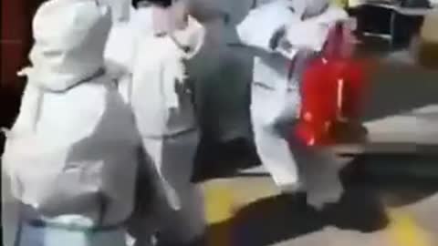 How children go to school under medical tyranny in China.