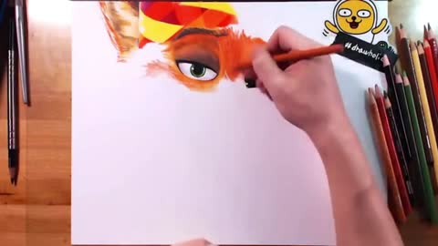 Draw The Fox's Eyes And Draw Details On His Ears