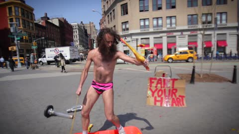 Crazy guy launching a chicken spreads unusual wisdom