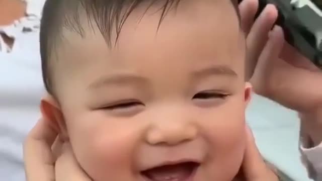 Baby Adorable Reaction on Haircut