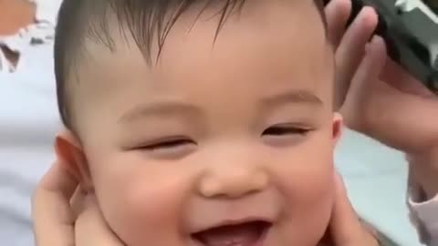 Baby Adorable Reaction on Haircut