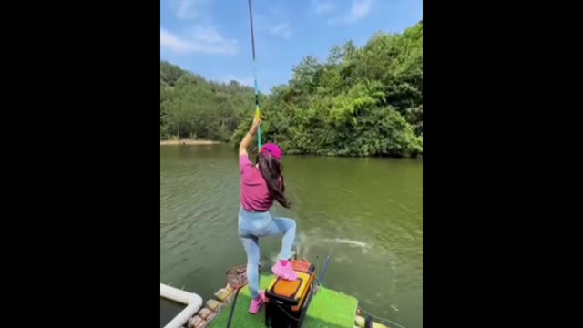 Female angler's unique way of fishing