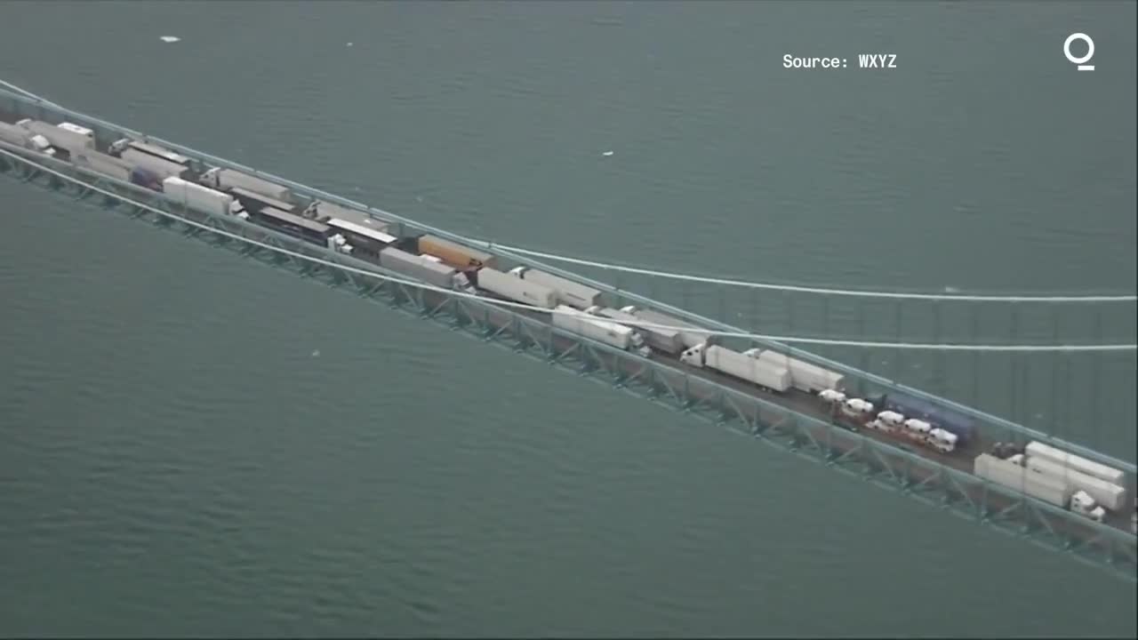 Ottawa Truck Protesters Block Bridge Between U S and Canada