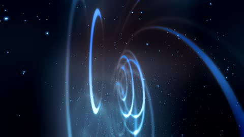 Light rings moving in space, render