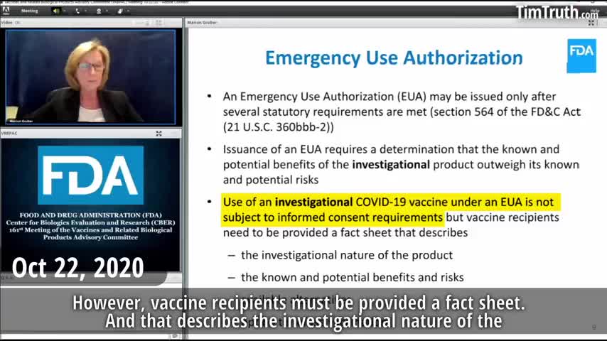 FDA Employee Brags Vax Informed Consent Not Required for Emergency Use Authorization